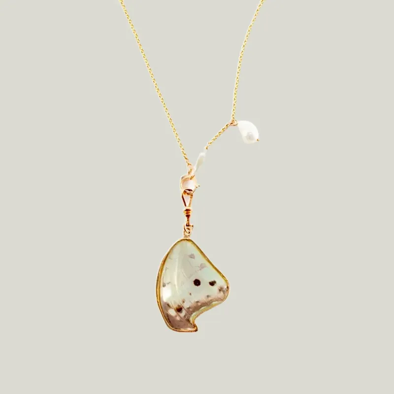 Ghost Morpho Butterfly Necklace - Blue Morpho Jewelry (Consigned)