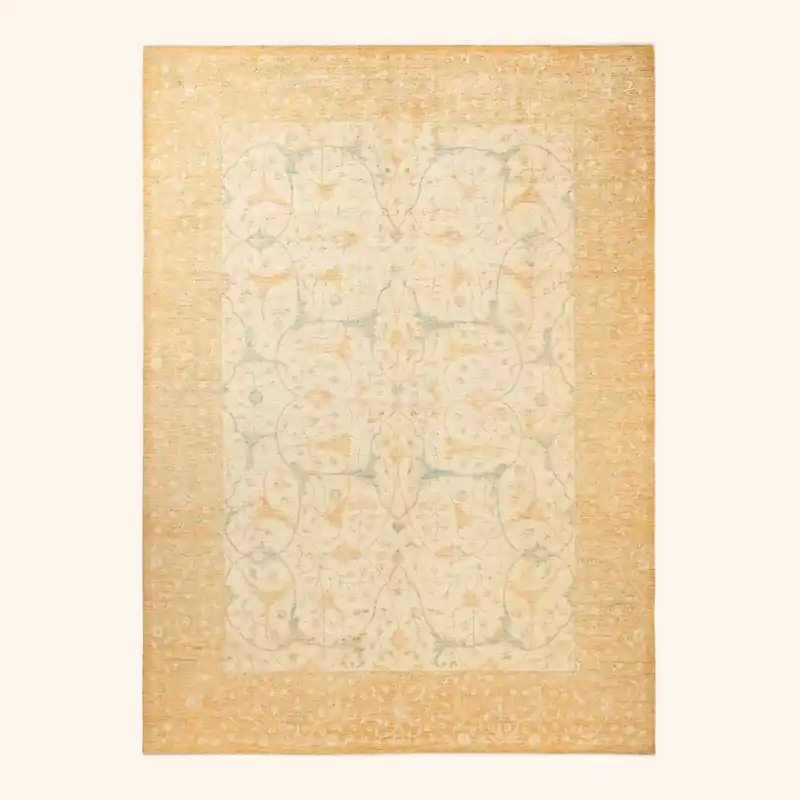 Yellow Traditional Wool Rug - 8'8" x 11'10"