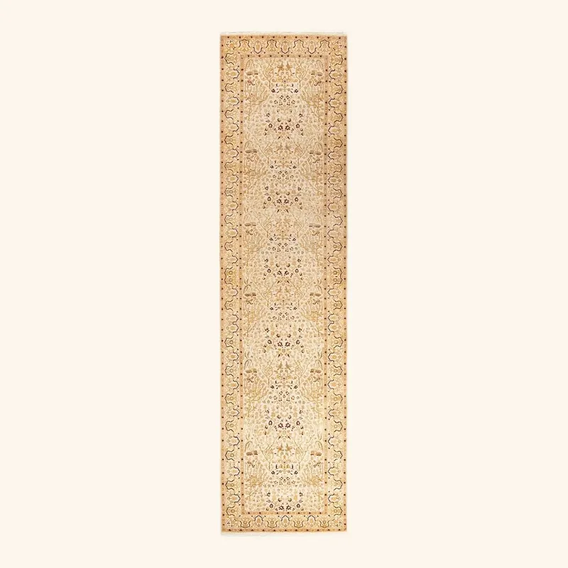 Beige Traditional Wool Runner - 3'2" x 12'6"
