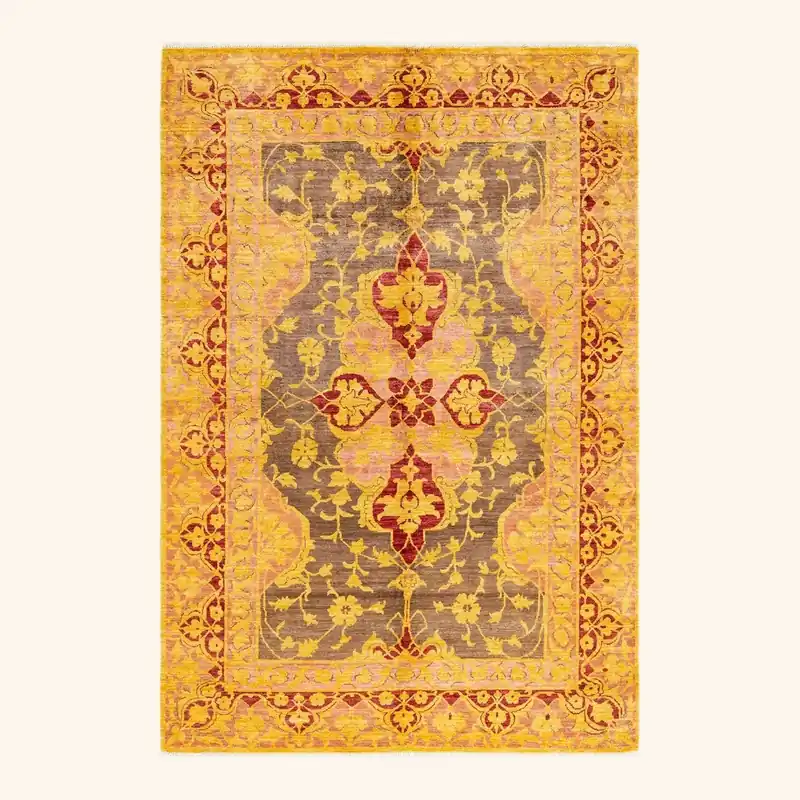 Yellow Transitional Wool Rug - 6' x 8'