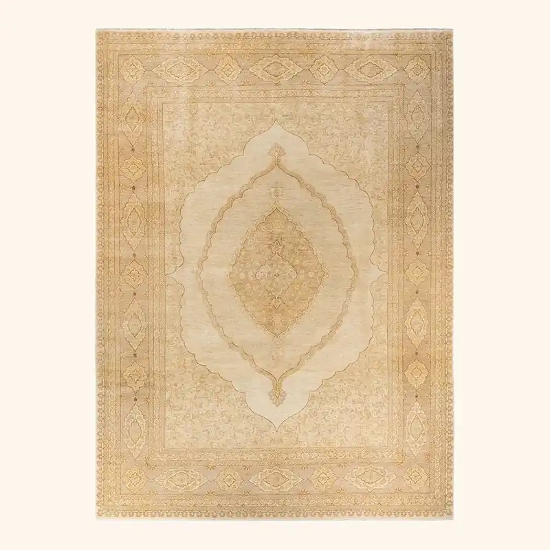 Beige Traditional Wool Rug - 9'3" x 12'6"