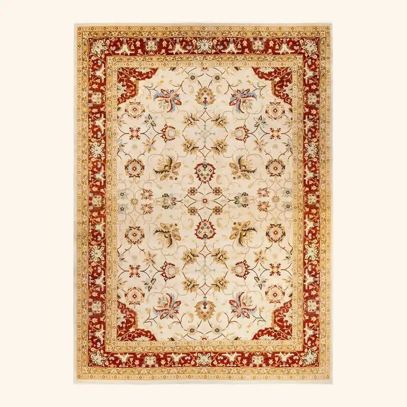 Beige Traditional Wool Rug - 9'10" x 13'10"