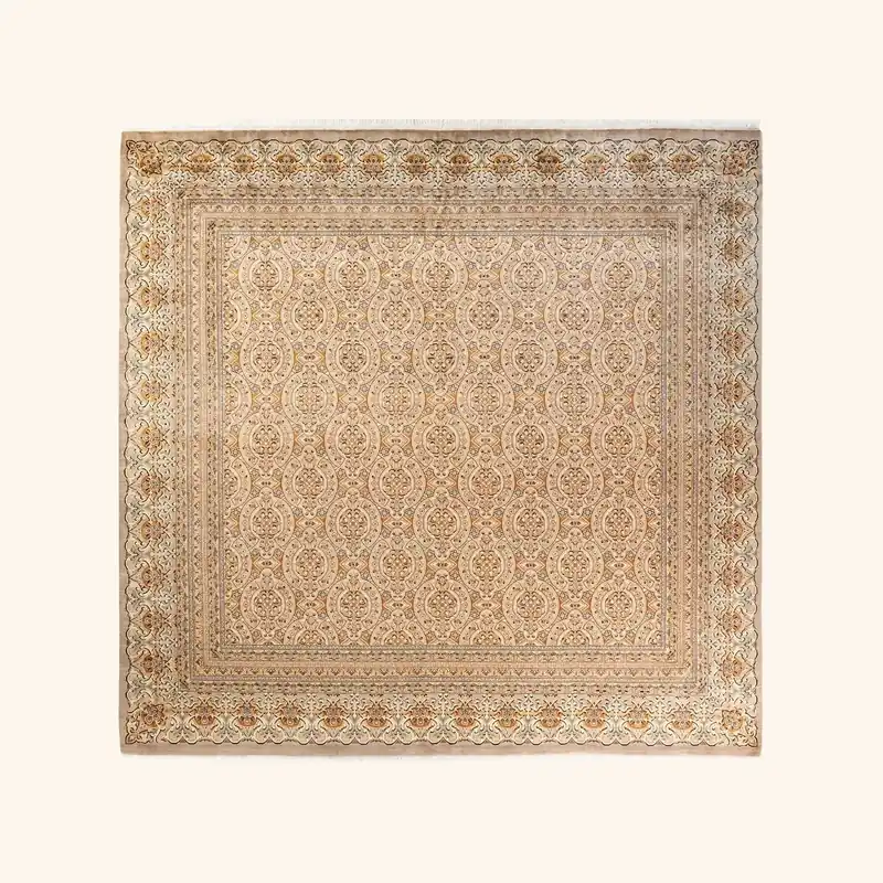 Beige Traditional Wool Rug - 9'4" x 10'1"