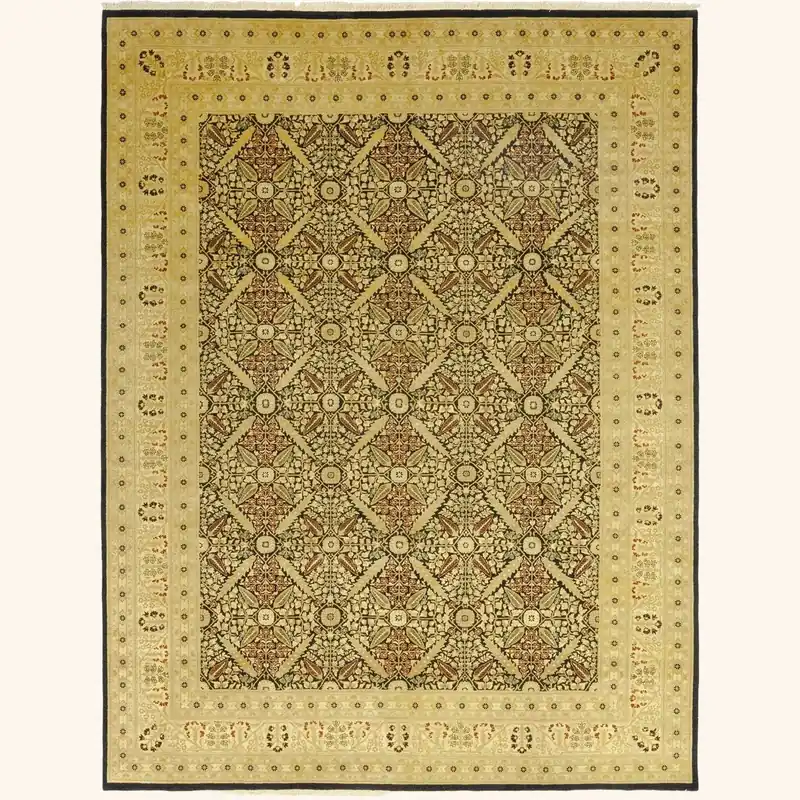 Yellow Traditional Wool Rug - 10'2" x 13'3"