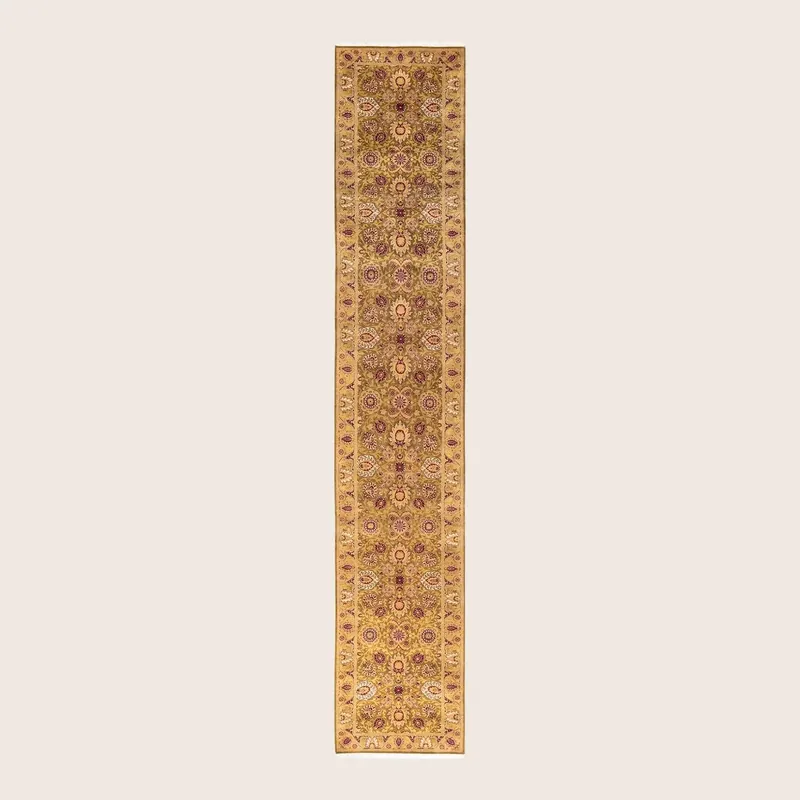 Yellow Traditional Wool Runner - 2'7" x 14'2"