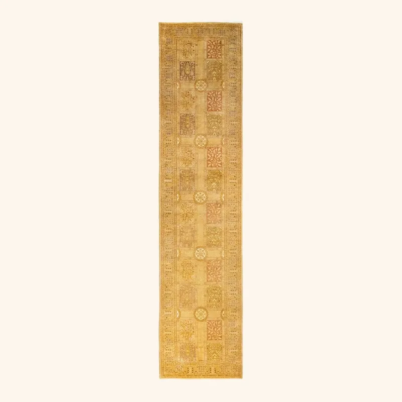 Yellow Traditional Wool Runner - 2'10" x 12'8"