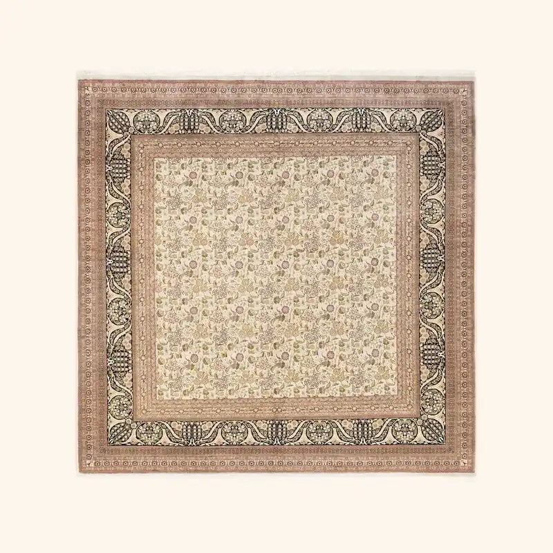 Beige Traditional Wool Rug - 9'3" x 9'3"
