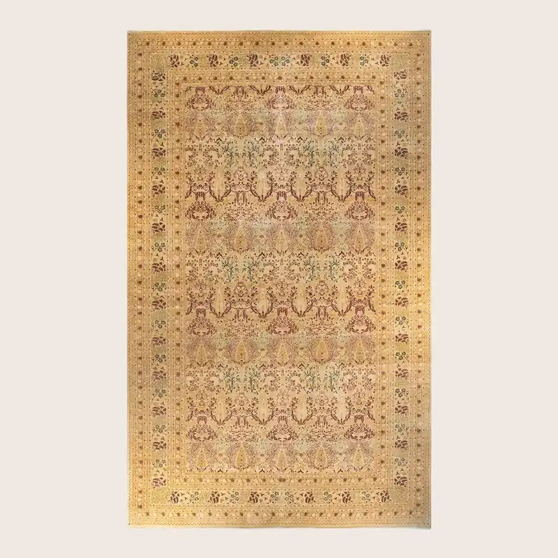 Yellow Traditional Wool Rug - 12'1" x 20'