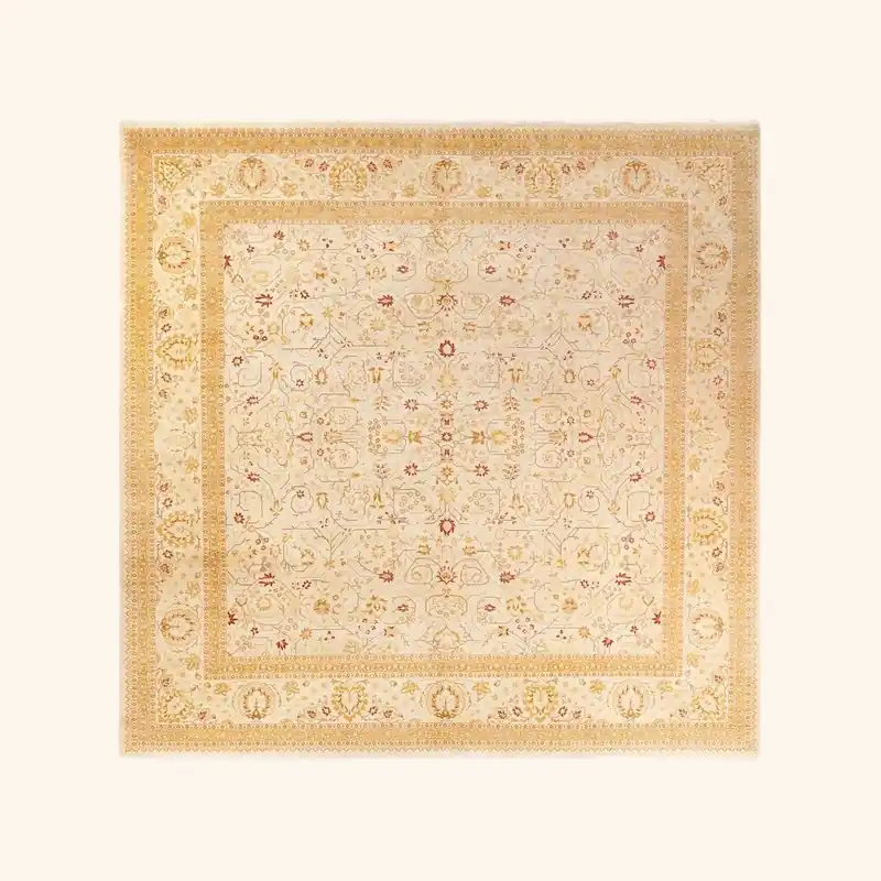 Beige Traditional Wool Rug - 10'4" x 10'