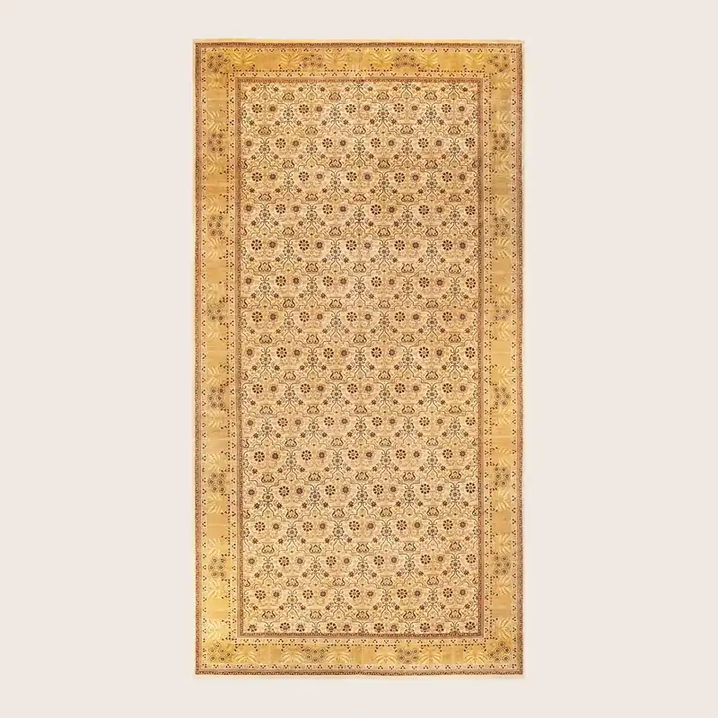 Yellow Traditional Wool Rug - 8'1" x 16'3"