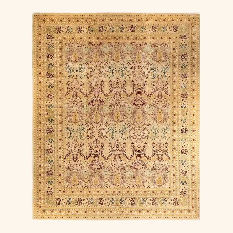 Yellow Traditional Wool Rug - 12'4" x 15'3"