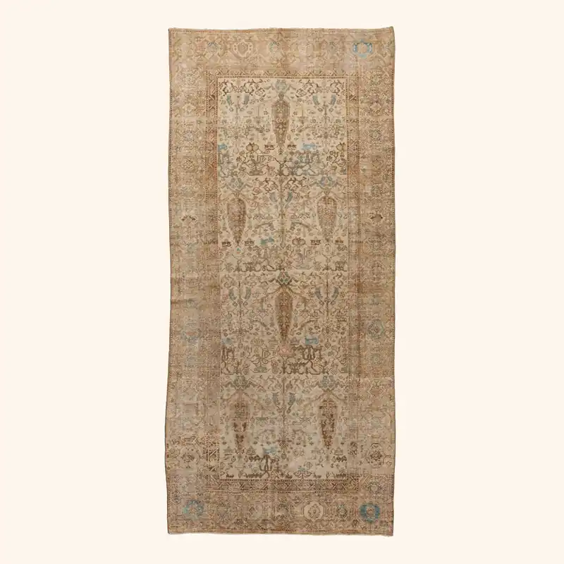 Beige Vintage Traditional Wool Runner - 4'9" x 10'1"