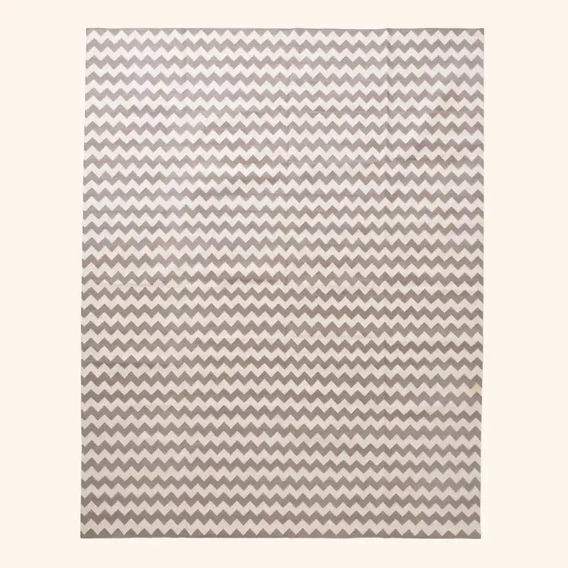 Brown & Cream Flatweave Cotton Rug - 7'1" x 9'1"
