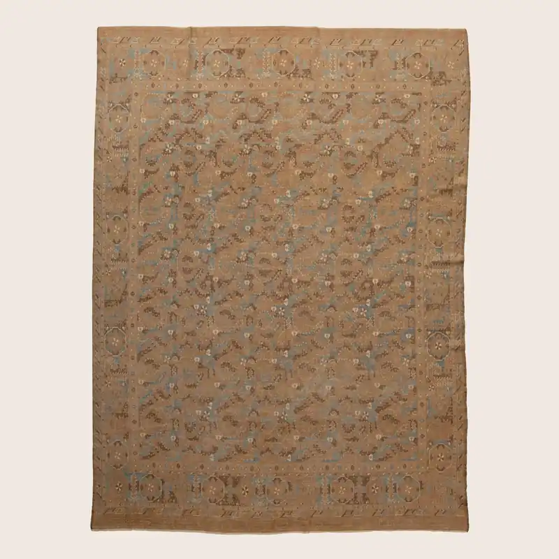 Beige Vintage Traditional Wool Rug - 7' x 9'6"