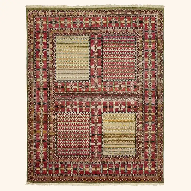 Red Traditional Wool Rug - 9'3" x 11'1"