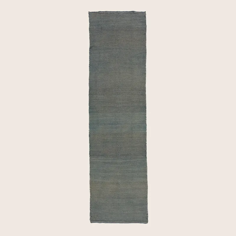 Blue Inezgane Moroccan Wool Runner - 3'8" x 14'