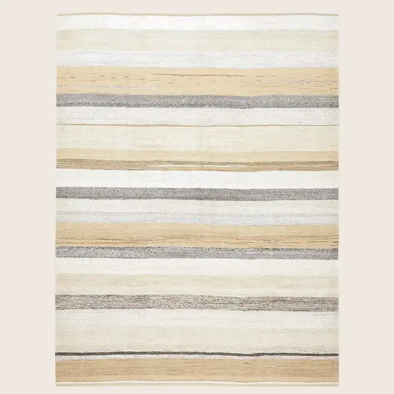 Beige Flatweave Hemp Rug - 8'8" x 11'2"