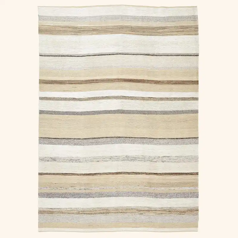Beige Flatweave Hemp Rug - 8'7" x 12'2"