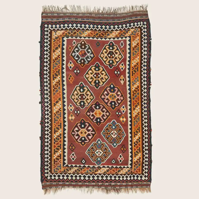 Multicolored Vintage Wool Kilim Rug - 4'7" x 7'3"