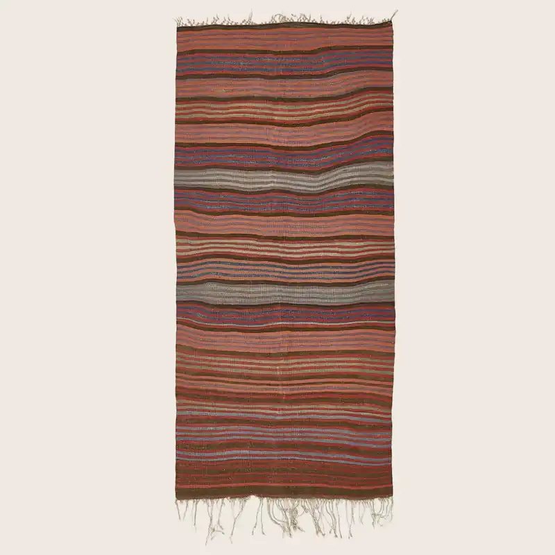Multicolored Vintage Safet Flatweave Wool Rug - 3'1" x 8'4"