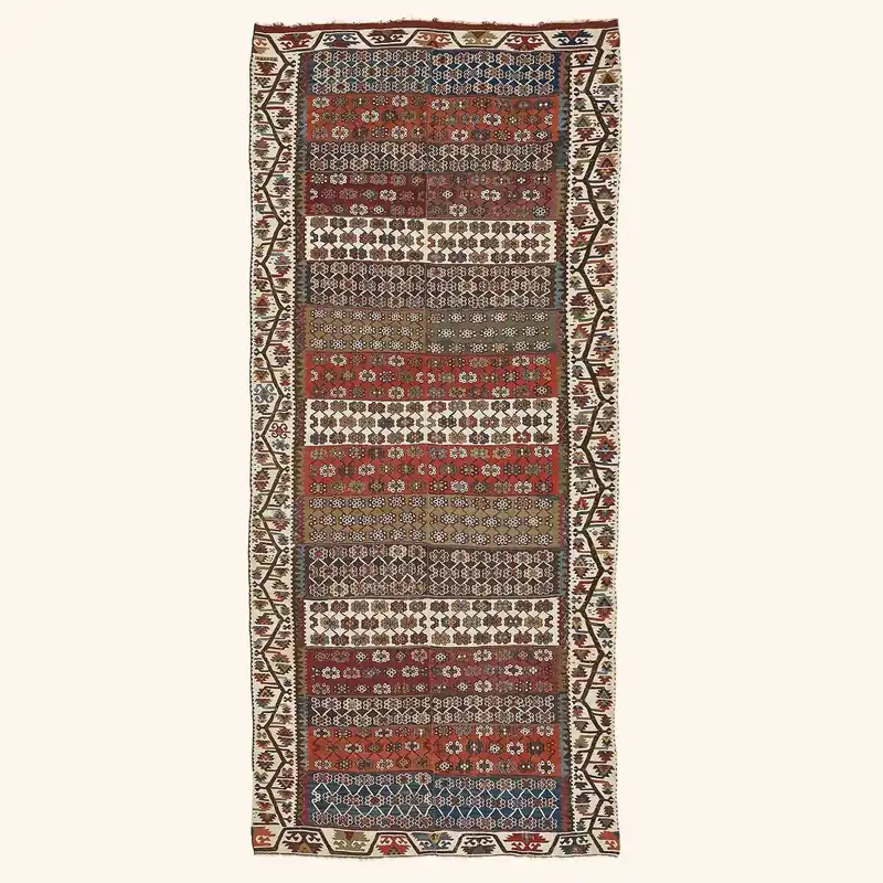 Multicolored Vintage Wool Kilim Rug - 4'9" x 11'8"