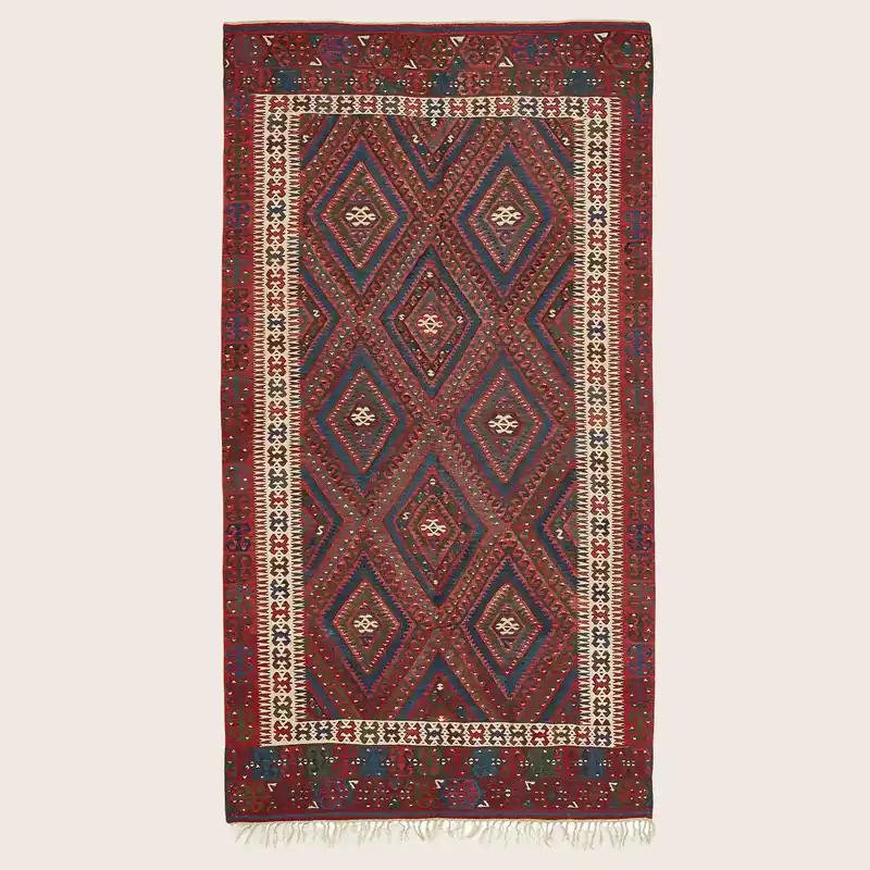 Purple Vintage Anatolian Wool Kilim Rug - 5'5" x 10'1"