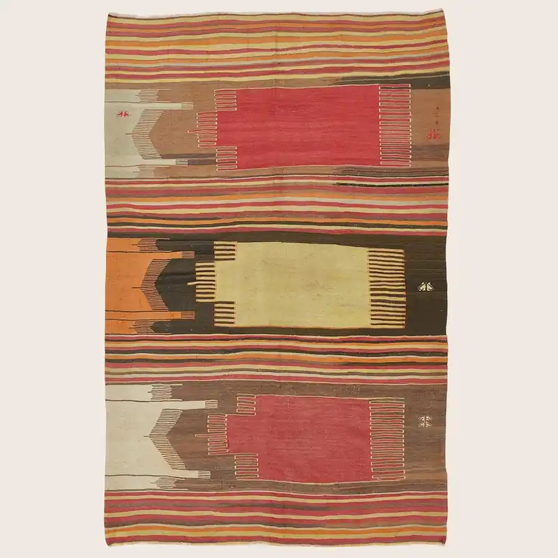 Vintage Eren Flatweave Wool Rug - 5'7" x 8'9"