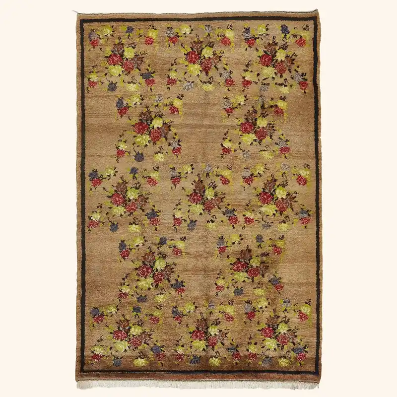 Brown Vintage Bessarabian Wool Rug - 6'11" x 10'2"