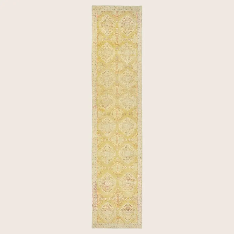 Yellow Traditional Wool Rug - 6'3" x 27'3"