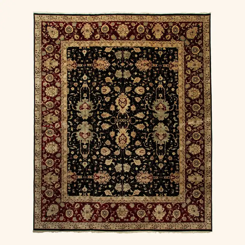 Black Traditional Wool Rug - 13'4" x 16'6"