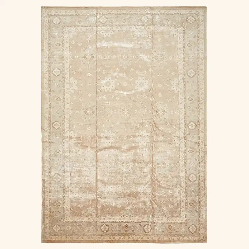Beige Traditional Silk Rug - 13' x 18'