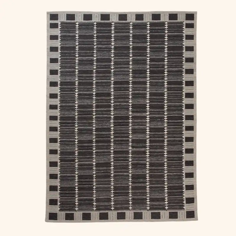 Black Flatweave Wool Rug - 10' x 14'