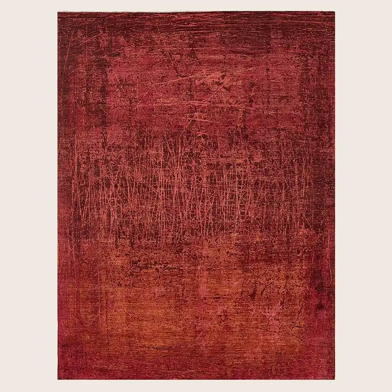 Red Modern Silk Rug - 9' x 12'