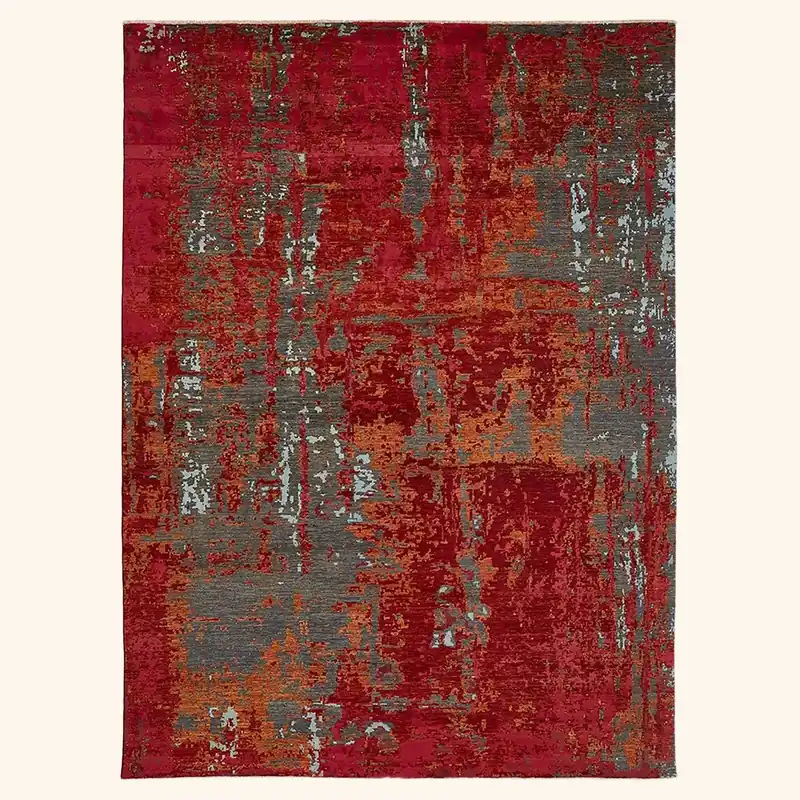 Red Modern Silk Rug - 8'9" x 11'9"