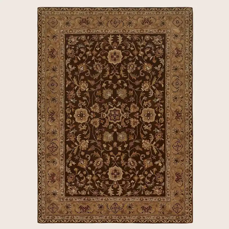 Beige Traditional Wool Rug - 7'1" x 11'