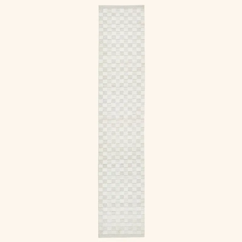 Beige Flatweave Wool Cotton Blend Rug - 4' x 21'6"