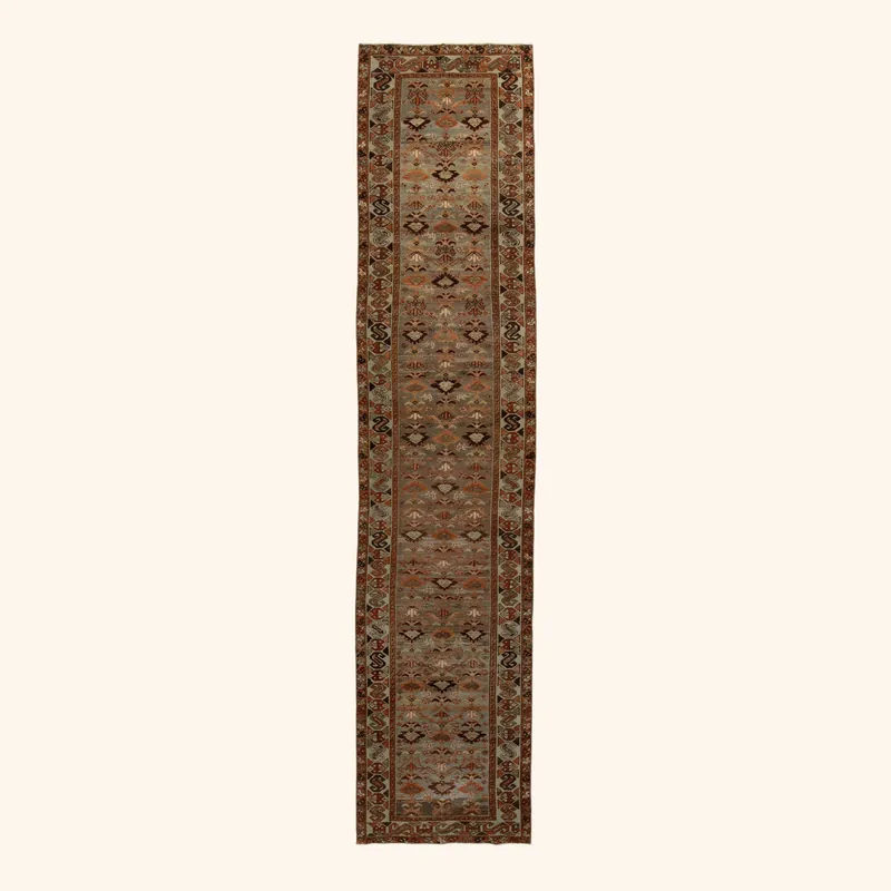 Neutral Traditional Wool Runner - 3'6" x 16'8"