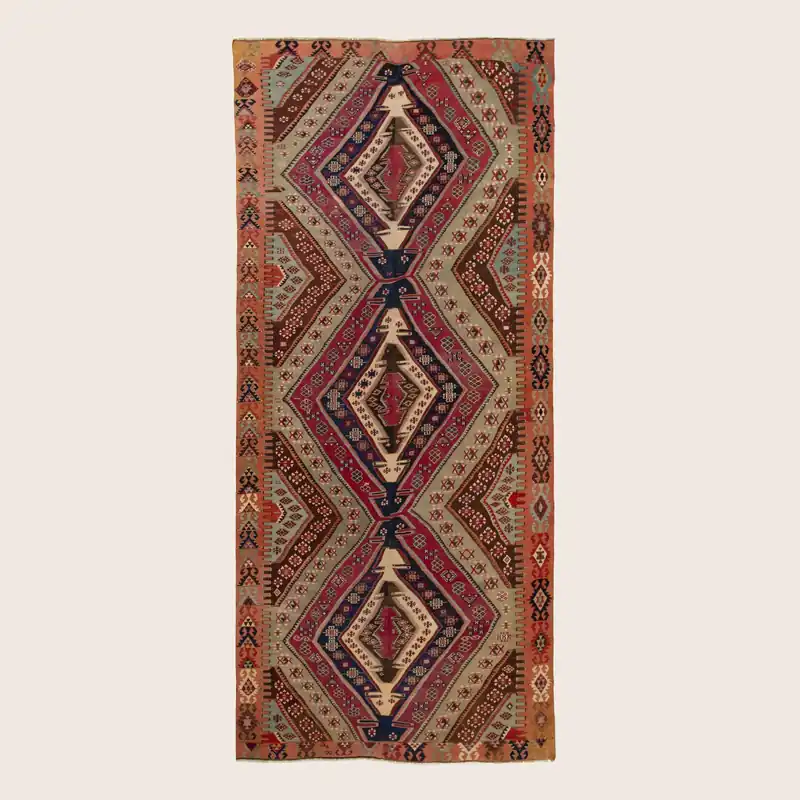 Purple Vintage Wool Kilim Rug - 5'8" x 13'7"