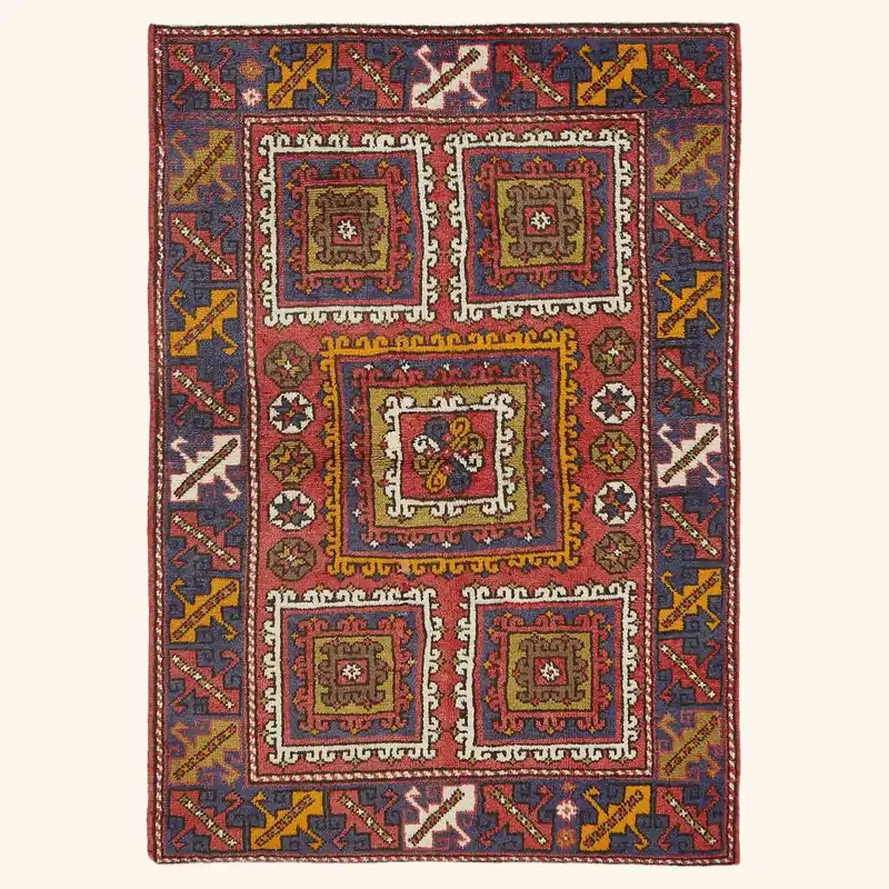 Multi Vintage Traditional Wool Rug - 4'3' x 6'