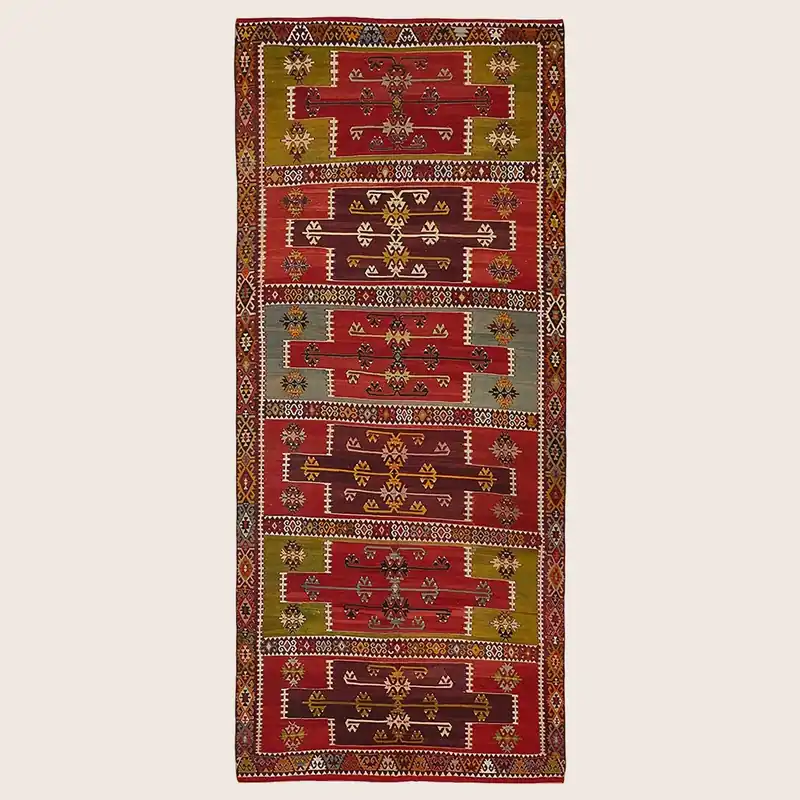 Red Vintage Wool Kilim Rug - 6'1" x 16'6"