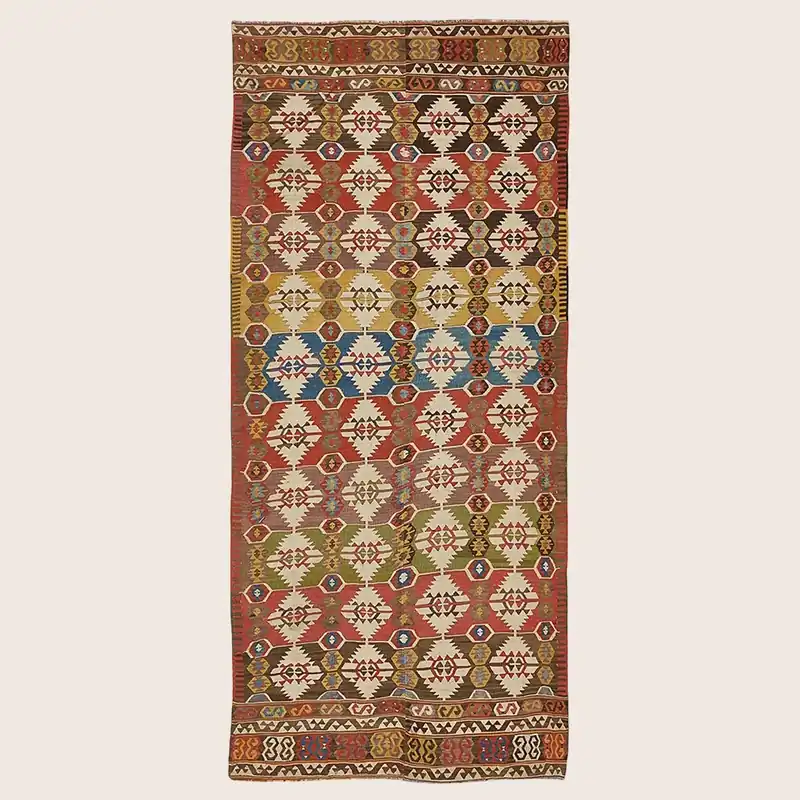 Multicolored Vintage Traditional Wool Rug - 5' x 11'8"