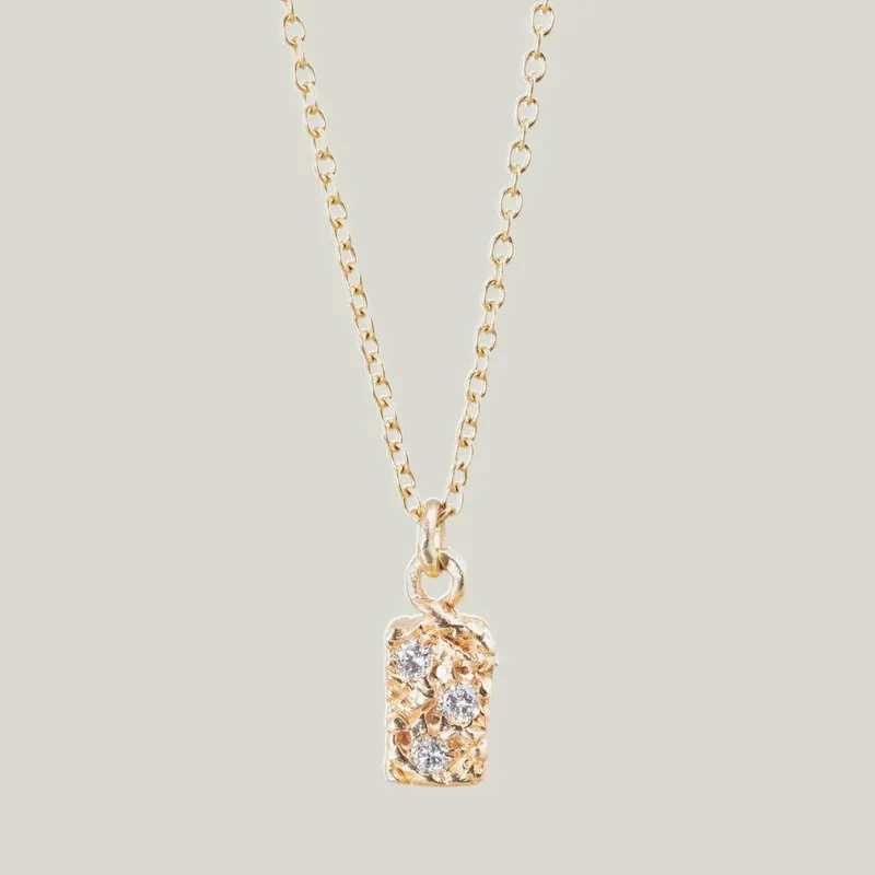 Diamond Textured Rectangle Necklace - Danielle Jessie Welmond (Drop Ship)
