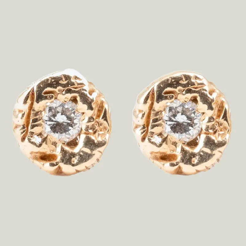 Diamond Carved Coin Earrings - Danielle Jessie Welmond (Drop Ship)