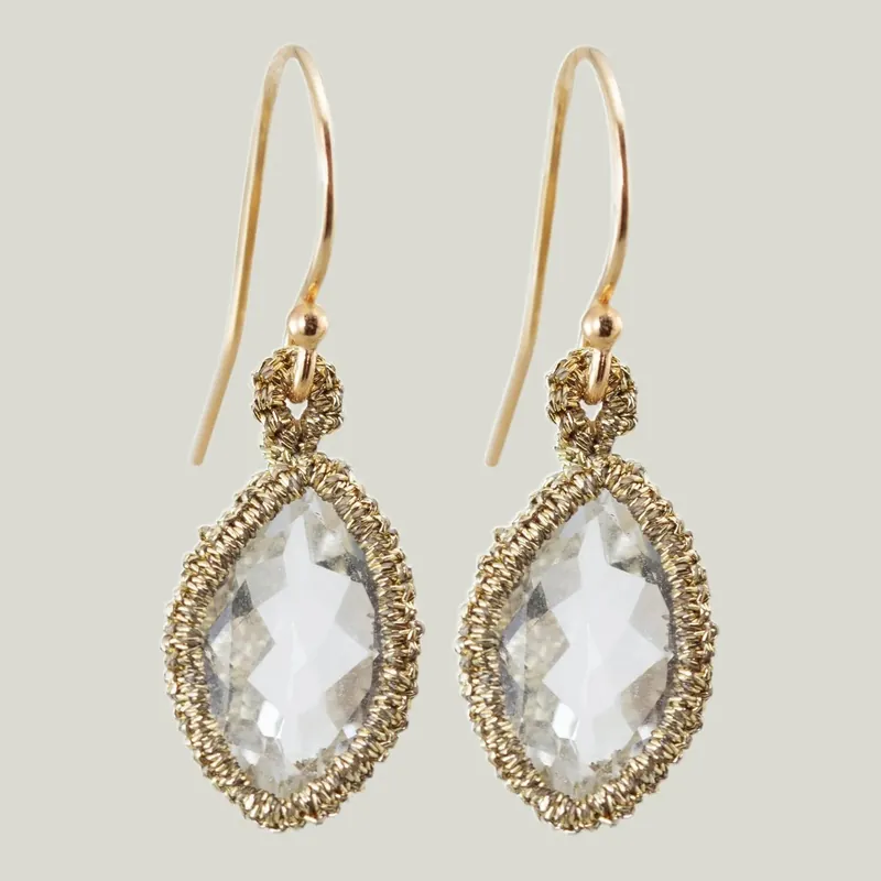 Crystal Quartz Marquise Drop Earrings - Danielle Jessie Welmond (Drop Ship)