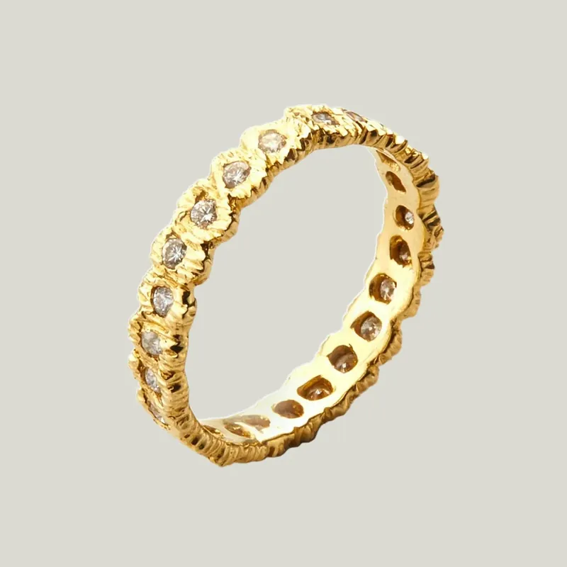 Diamond Textured Loop Eternity Band Ring - Danielle Jessie Welmond (Drop Ship)