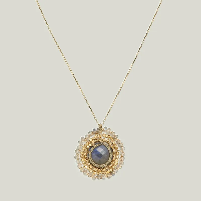 Labradorite Woven Halo Necklace - Danielle Jessie Welmond (Drop Ship)