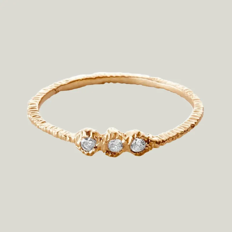 Diamond 3-Stone Textured Ring