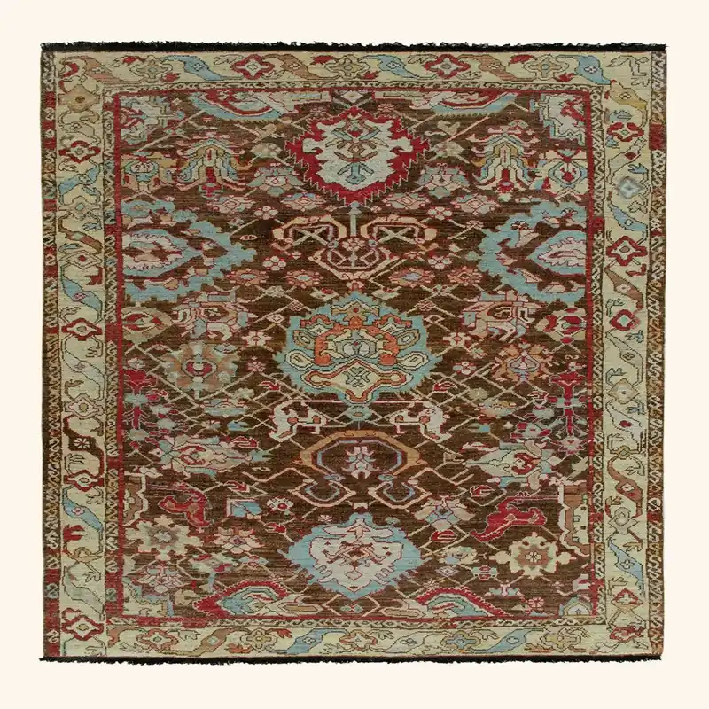 Brown Traditional Wool Rug - 5'8" x 8'5"