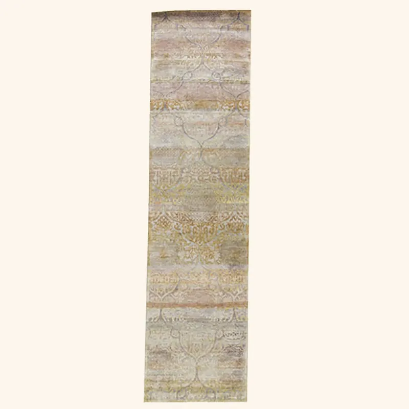 Beige Transitional Silk Runner - 2'11" x 12'