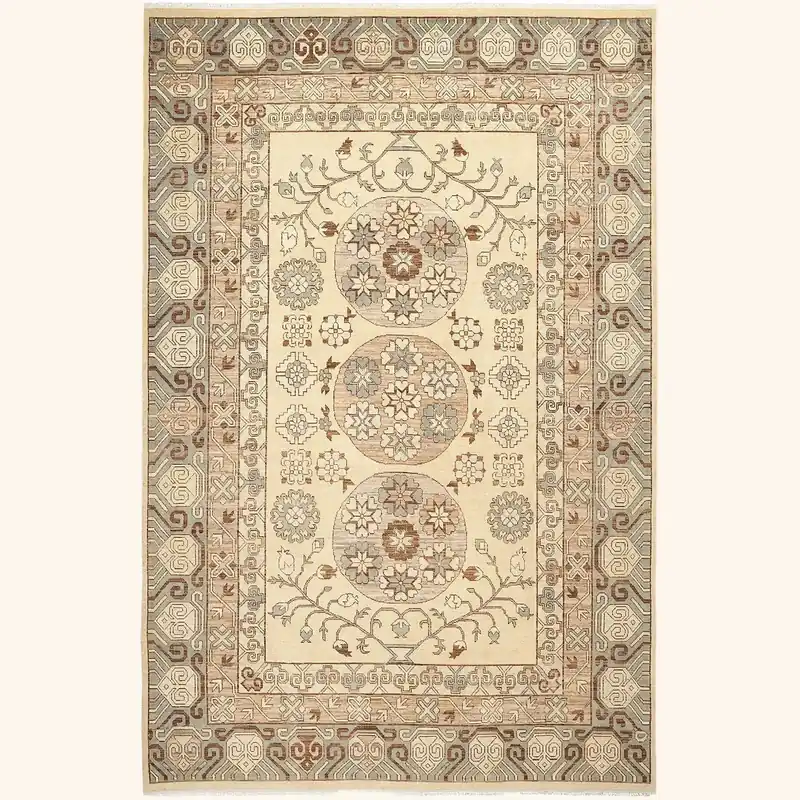 Beige Traditional Wool Rug - 8'8" x 13'2"
